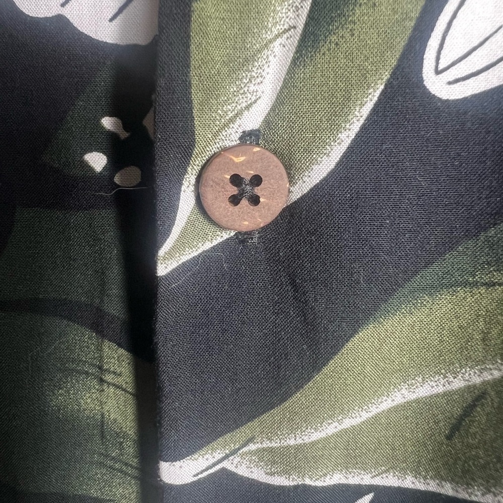 Favant Hawaii Short Sleeve Hawaiian Shirt Floral Tropical Button Black White - Picture 4 of 6